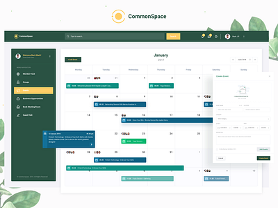 Commonspace_Event Page calendar co working dailyui dashboard event minimal networking planning portal social ui ux web design