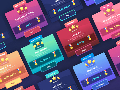 Game_Card Design achievement cards colors dailyui game gradient icons illustration mobile ui web