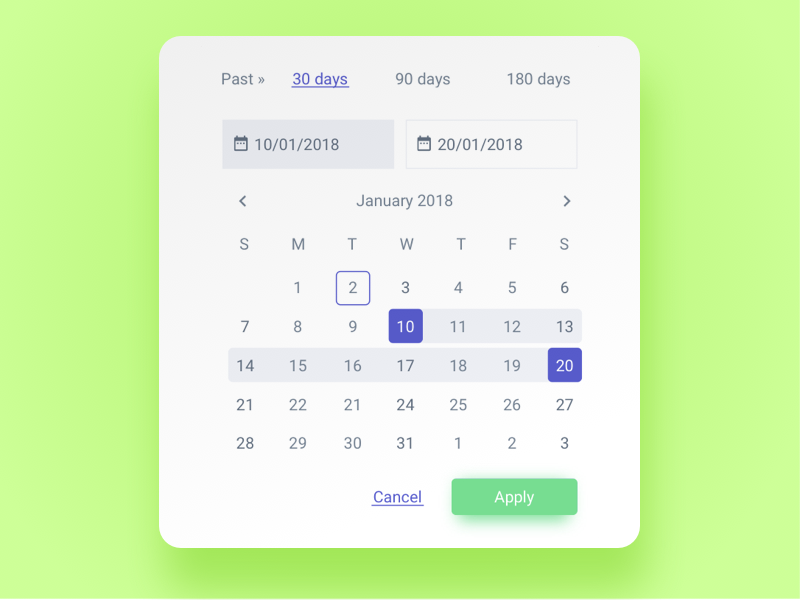 Date Range Calendar by Matheus Belli on Dribbble