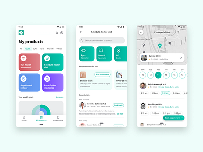Insurance app - scheduling doctor appointment within a plan UI aiml app appoitment booking branding customer data data analytics digital transformation doctor appoitment google cloud health insurance healthcare inspiration insurance product vision solution design ui design ux design