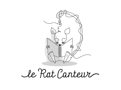 le Rat Conteur book illustration logotype mouse one pencil line one stroke rat reading wired