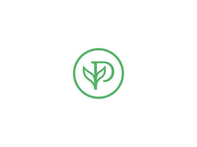 Plant + P leaf letter logos mark minimal plant