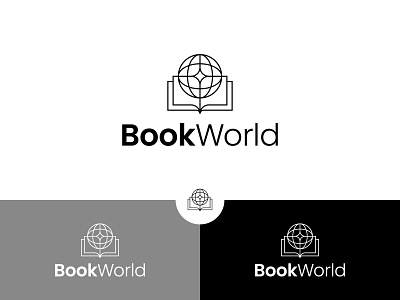 BookWorld - Logo Design book bookworld branding globe logo mark minimal world