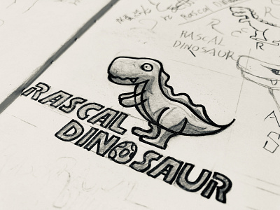 Simple sketch dinosaur cartoon design dinosaur 商标 图标 字形 插图