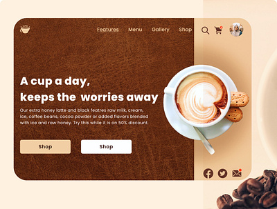 Coffee Website android flutter app appdesign coffee coffee ordering coffee website header figma illustration material design mobile app ui uiuxdesign web coffee screen