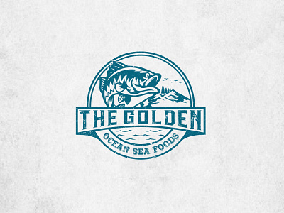 THE GOLDEN OCEAN SEA FOODS belogo brand identity branding creative logo creative logos creativeminds design elegant design foods logo graphic design graphicallogos illustration logo modren logo mountain logos ocean logos sea foods logos slick logos vinatage logo waves logos