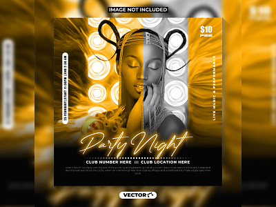 Dj party night club event flyer or social media poster design rock concert