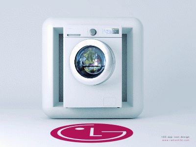 IOS App Design concept 3d animation app design icon ios lg machine ramesh washing