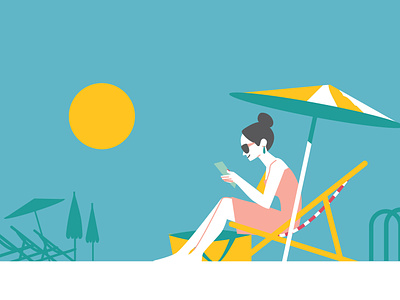 reading illustration summer swimmingpool