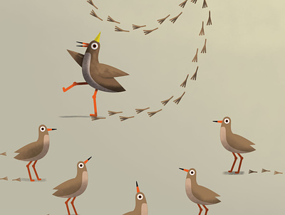 nine bird illustration party