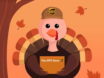 United Turkey Service autumn fall food illustration leaves november package thanksgiving turkey ups ups store vector
