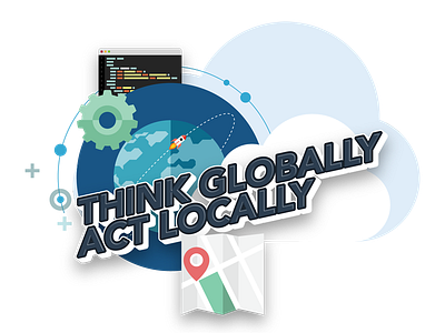 Think Globally Act Locally badge flat design illustration vector