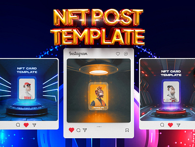 NFT Social Media Post Template Free PSD editable free futuristic graphic design nft nft card nft post nft social media post psd social media design template