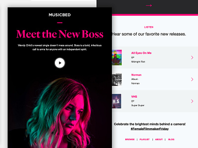 Musicbed Newsletter- Meet the New Boss email film music news design newsletter typography web