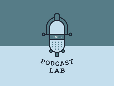 Podcast Lab Logo award winning blue branding logo microphone microscope podcast podcasting radio