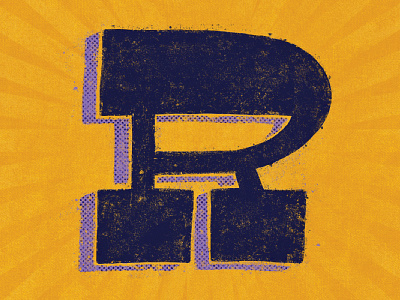 Distressed Slab Serif "R" grunge letter texture type