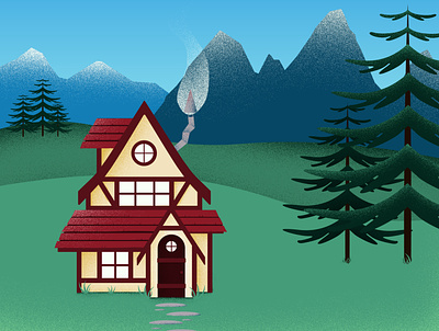 Mountain Cottage cottage home house illustration illustrator landscape landscape illustration mountain photoshop vector