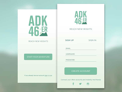 Daily UI 001- ADK 46er Reach New Heights adirondack adk app daily ui daily ui 001 interactive sign up ui ux