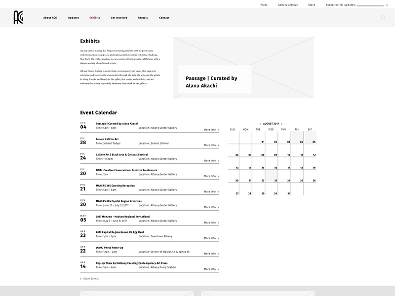 ACG Wireframe - Event Calendars by Krystal Hinckley on Dribbble