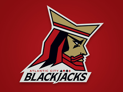 Atlantic City Blackjacks AFL Team Logo blackjack branding design football identity illustration logo team vector