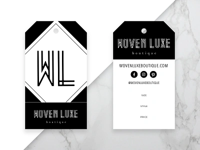 Woven Luxe Boutique Product Hang Tags branding hang tag product design