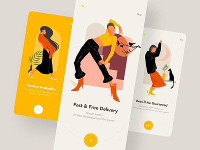 Onboarding for FASHION APP app design design fashion illustration minimal onboarding typography ui design walkthrough yellow