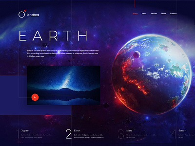 EarthBand app daily dark design earth galaxy intro landing minimal solar system trend typography ui ui ux design web