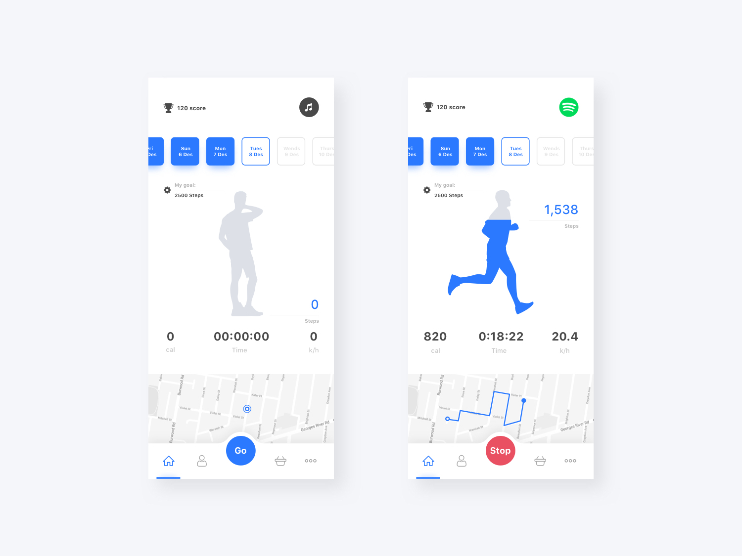 Pedometer App by Zinat Farahani on Dribbble