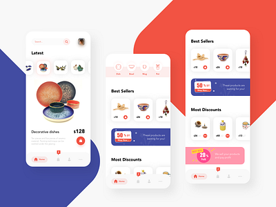 Crafts Shop Application advertising app application cart categories clean design e commerce icon light list minimal shop shopping ui ux web website