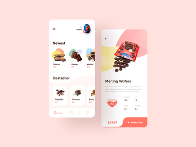 MagChoco Store Application app app design application brand card cart chocolate color e commerce gradient light minimal nav navigation shopping store web website