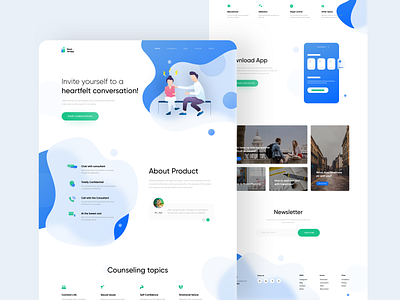 Mashverapp Landing app application blue branding character clean color design gradient illustration landing light minimal ui ux vector wave web design website