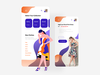 Interface Design - Uniqo App app app design application branding clean clothes dress e commerce illustration interface minimal shopping ui ui design ux ux design woman