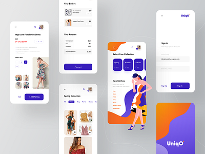 Uniqo eCommerce app app design application branding clean clothes dress e commerce illustration interface minimal shopping ui ui design ux ux design