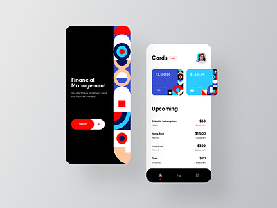 Financial Interface app app design application bank card clean color design financial fintech interface minimal mobile pattern payment typography ui ux