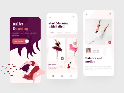 Balletta App app dance design illustration typography ui vector