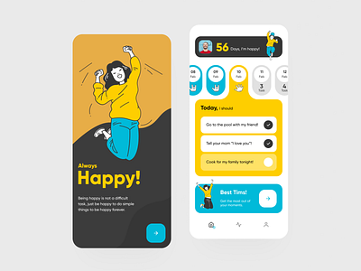 Happyline app app design illustration minimal typography ui ux vector