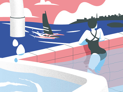 Saint Malo 2018 boat city illustration pool wishes
