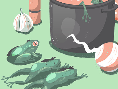 A frog food frenchie frog illustration kitchen website