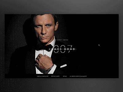 Omega × Bond animation layout luxury minimal parallax particles scrolling typography watches