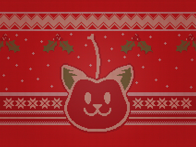 Cherry Cat Christmas Sweater branding christmas design flat holidays illustration logo minimal social vector vintage