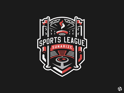 Sports league Sunarize arena concept design fire football games gaming illustration league logos mascot sport team
