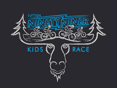Lutsen NinetyNiner Kid Race T antlers bike cycling distress kids lutsen minnesota moose pine race