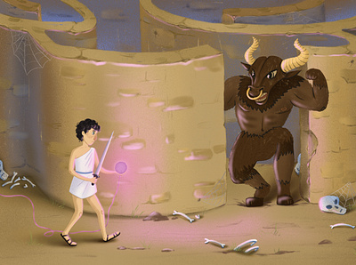 Theseus in the Minotaur’s Labyrinth 2d adobe photoshop book book illustration character design children illustration cover design illustration logo