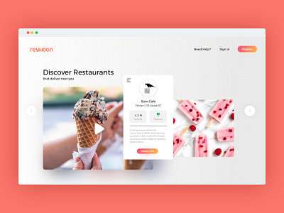 Discovering Restaurants component concept delivery food online reyhoon ui ux