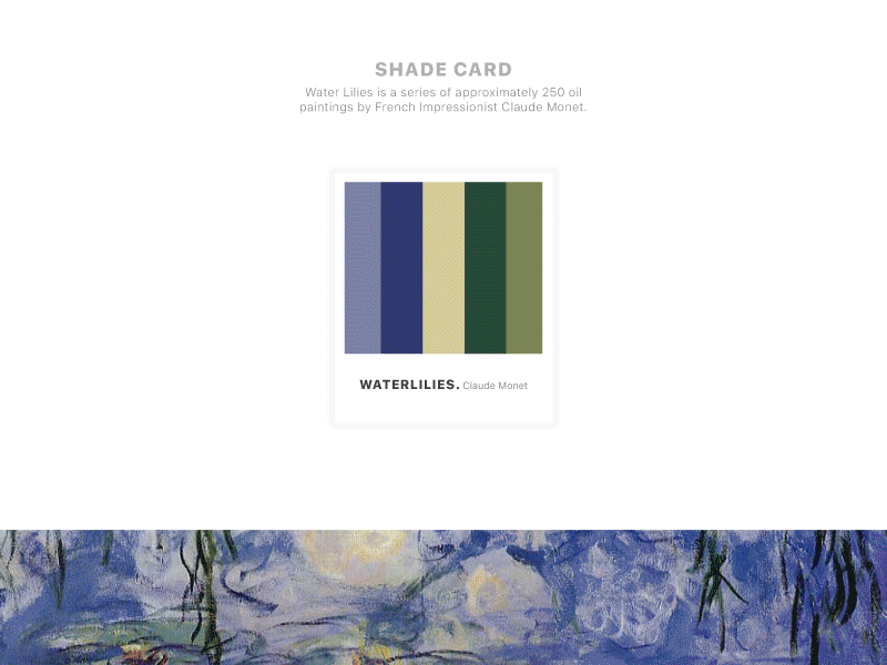 Claude Monet colours impressionism monet pantone shadecard waterlilies