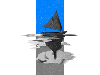 Rowboat boat grains illustration reflection rowboat sail water