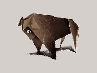 Bison character illustration origami texture