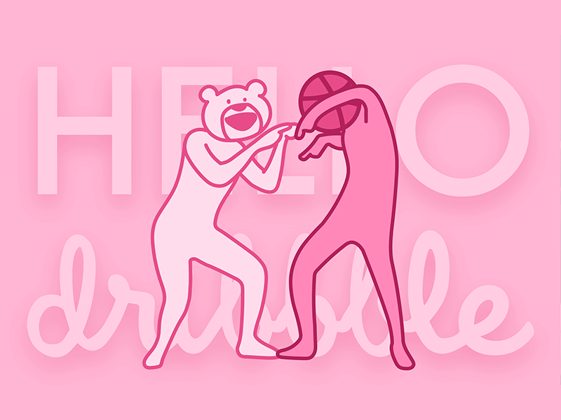 🐻 Hello Dribbble animation bear dance debut first shot hello dribbble insane pink zack415