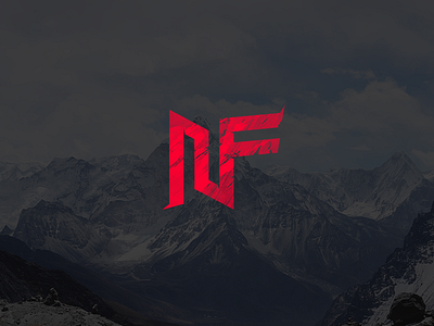 'NF' logo. branding logo logos monogram nf red rough