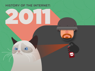 History Of The Internet infographic 2011 cat cop flat fun grumpy illustration inforgraphic internet pepper spray